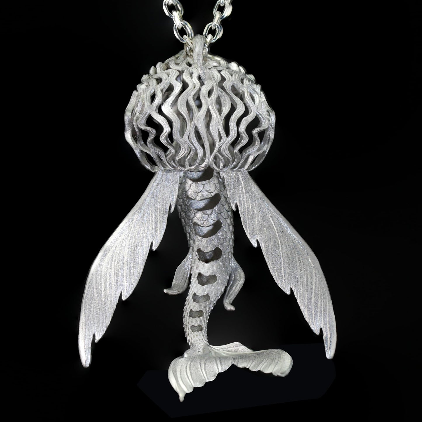 925 Sterling Silver Flying Fish Mermaid Pendant Necklace with Freshwater Pearl | Handcrafted Ocean Fantasy Jewelry | Mythical Sea Spirit Gift for Her