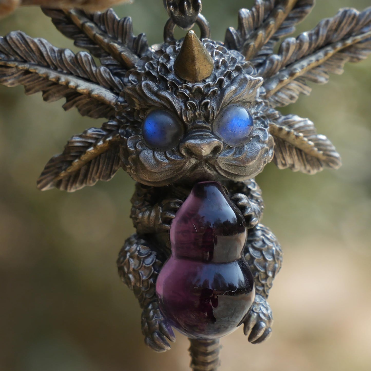 Dream Dragon Pendant | Handmade 925 Silver Amulet with Labradorite & Amethyst | Spirit Guardian Jewelry for Dreamers | Mystic Fantasy Gift