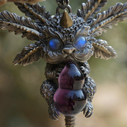 Dream Dragon Pendant | Handmade 925 Silver Amulet with Labradorite & Amethyst | Spirit Guardian Jewelry for Dreamers | Mystic Fantasy Gift