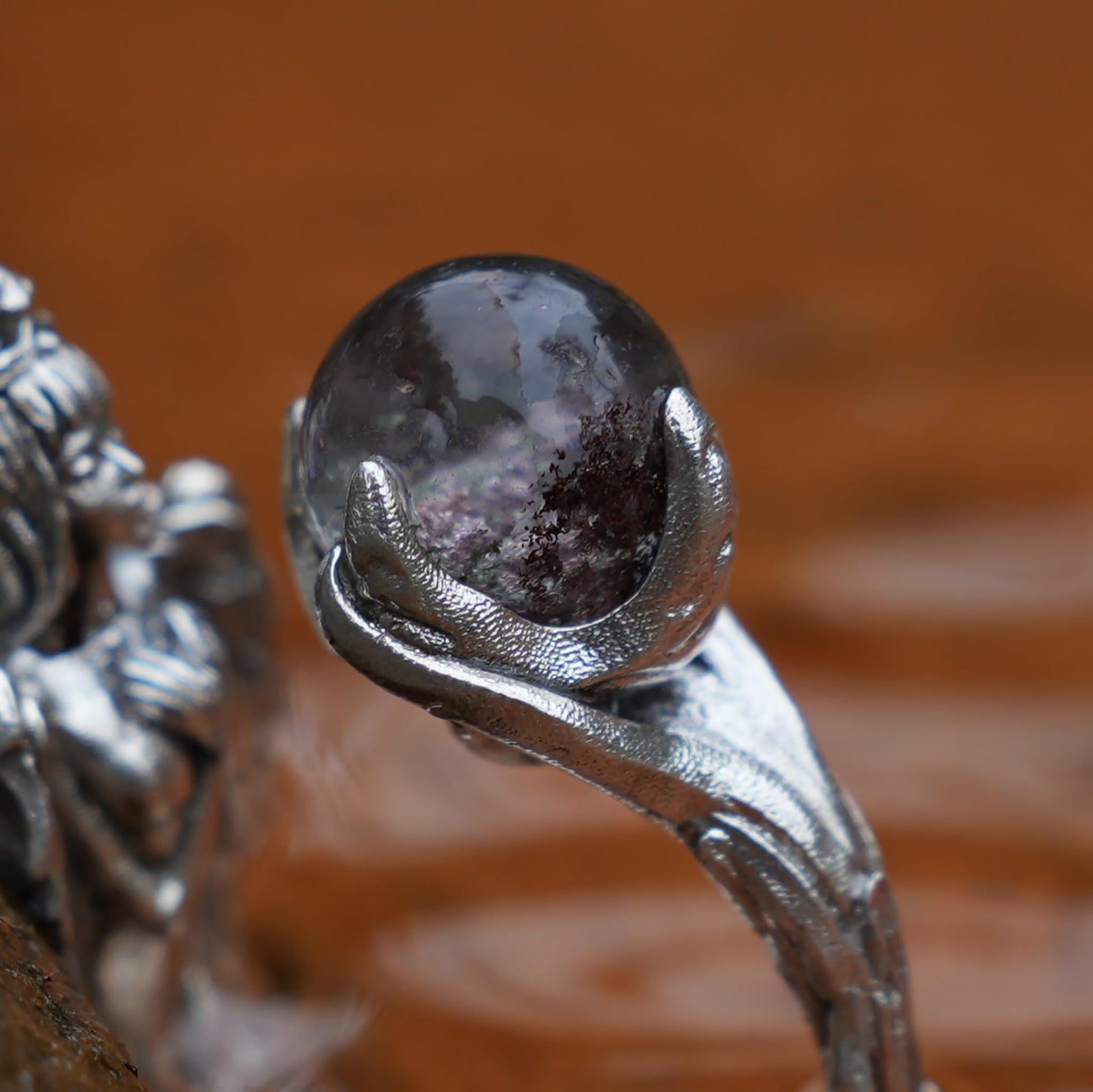 925 Silver Soul Guardian Crown Ring with Phantom Quartz | Handmade Fantasy Jewelry | Symbolic Ring of Protection & Strength