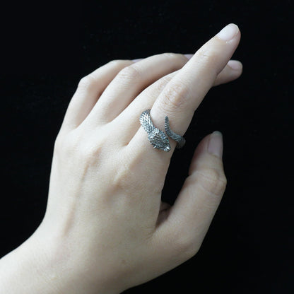 Mystic Snake Ring, Green Zircon, Dragon Scale Design, Handmade Fantasy Amulet Jewelry, For Collection & Gift