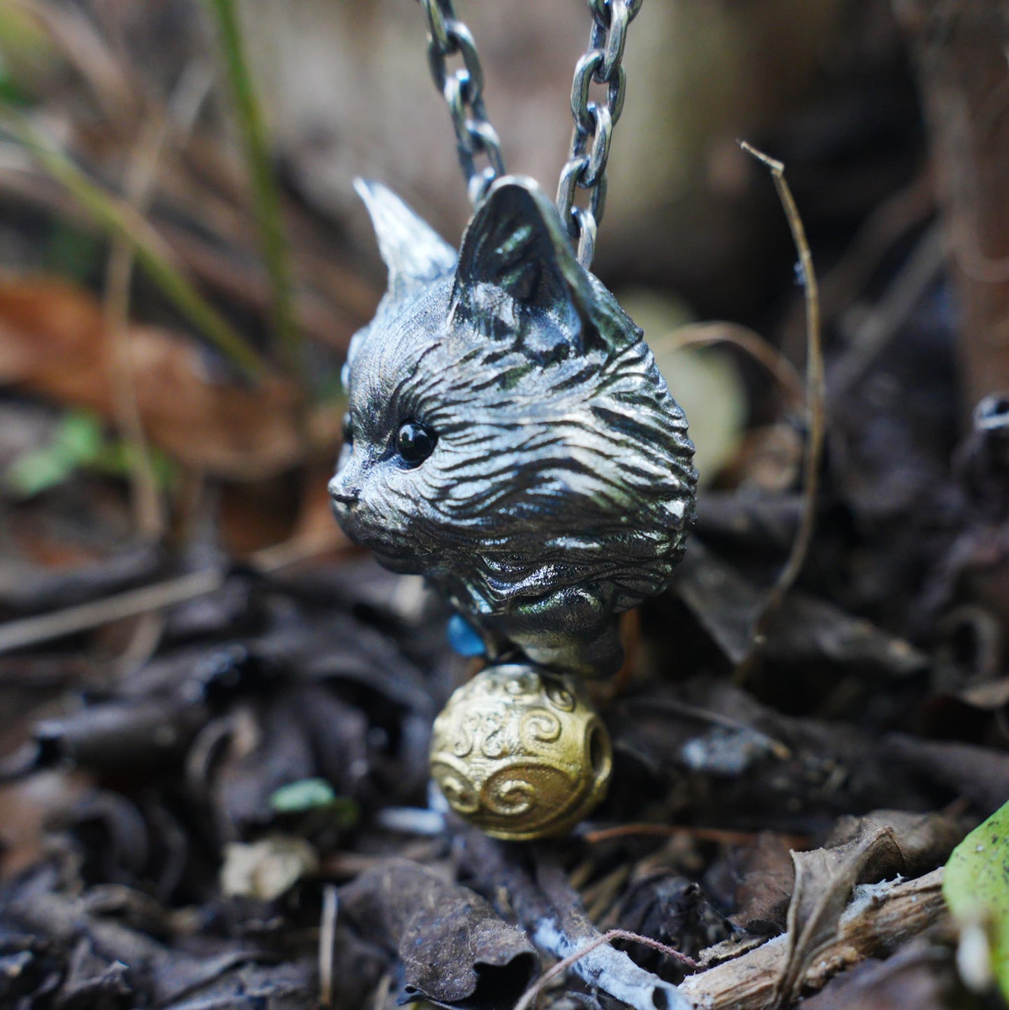 925 Silver Mystic Cat Pendant with Bell | Handmade Spirit Animal Necklace | Emotional Protection Amulet Jewelry Gift