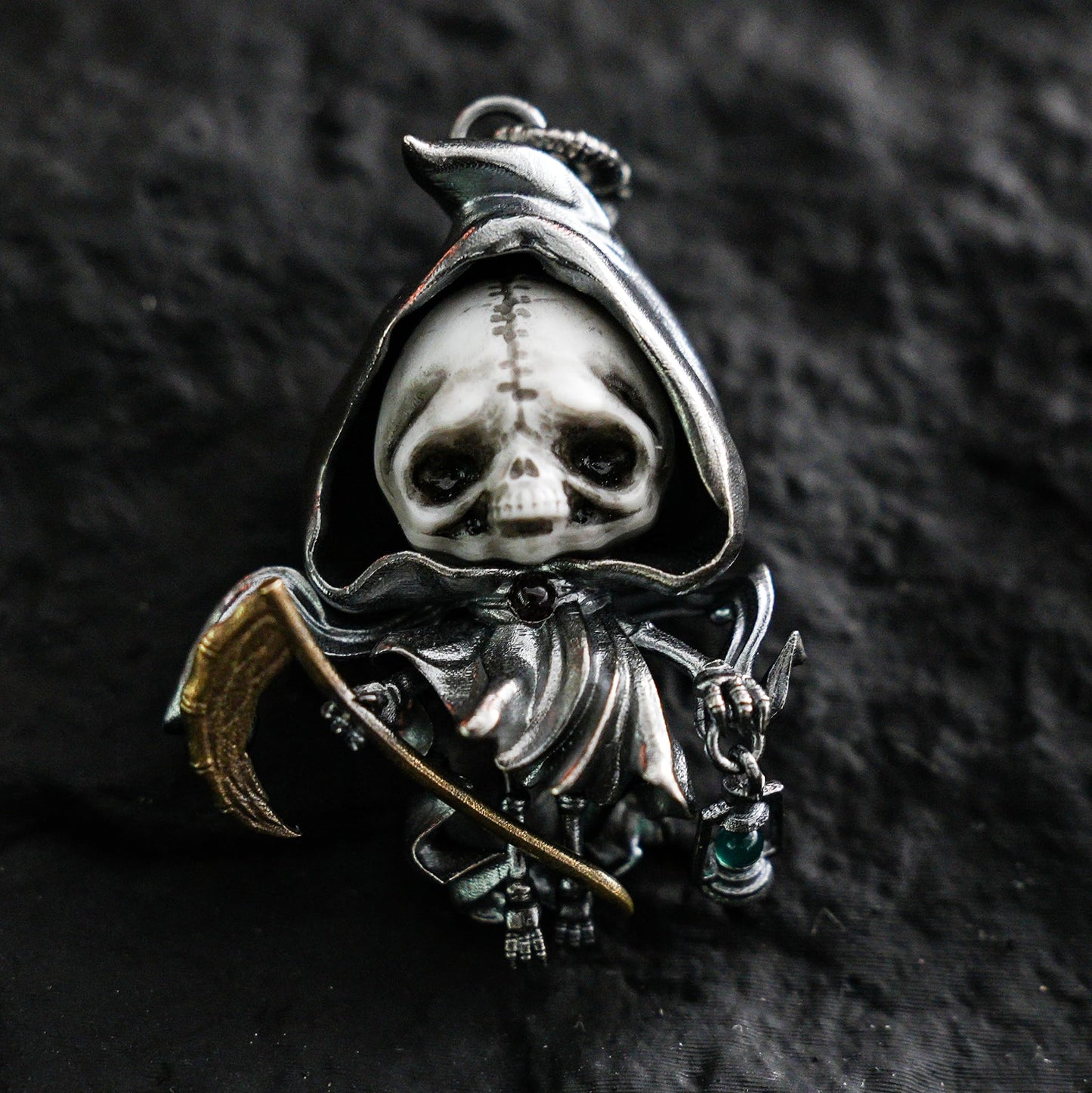 Grim Reaper Pendant | Handmade 925 Silver Skeleton Amulet | Gothic Death Charm | Fantasy Art Jewelry for Dark Aesthetics