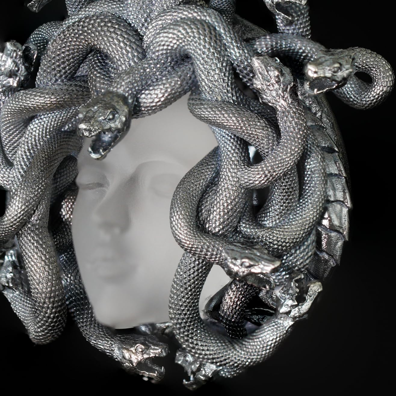 Medusa Pendant in 925 Silver | Handmade White Crystal Necklace | Mythical Statement Jewelry for Gothic & Art Lovers