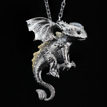 Mystic Little Dragon Guardian Pendant | 925 Silver Fantasy Necklace | Symbolic Handmade Protector Jewelry Gift