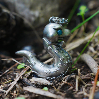 925 Sterling Silver Snake Pendant with Green Chalcedony | Handcrafted Fantasy Totem Amulet | Emotional Guardian Jewelry Gift