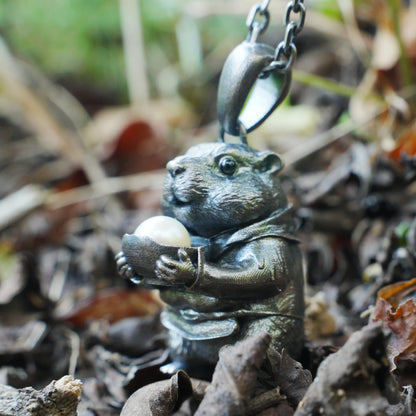 925 Sterling Silver Hamster Pendant with Freshwater Pearl | Handmade Animal Totem Necklace | Whimsical Fairy Tale Jewelry Gift