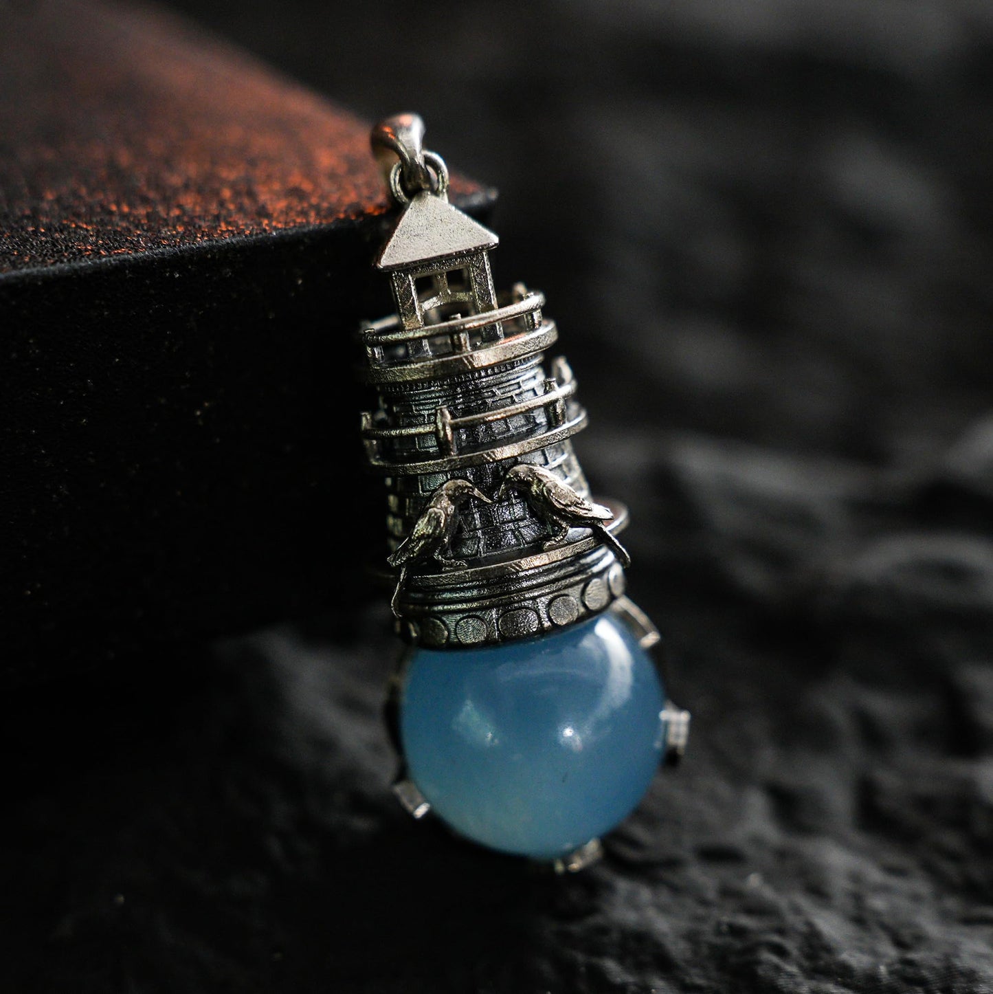 Lighthouse Aquamarine Pendant | 925 Sterling Silver Nautical Talisman | Handmade Pendant of Protection, Safe Return & Hope Gift for Ocean Lovers