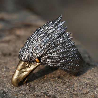 Eagle Ring in 925 Silver with Tiger’s Eye | Handcrafted Guardian Jewelry for Men