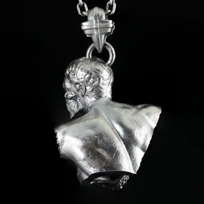 Heroic Courage Pendant, Silver Necklace, Handcrafted Mythological Design, Strength & Resilience Symbol