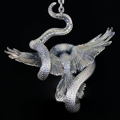 Serpent Griffin Pendant in 925 Sterling Silver | Handcrafted Mythic Beast Totem Necklace for Power & Protection | Gothic Fantasy Amulet Jewelry