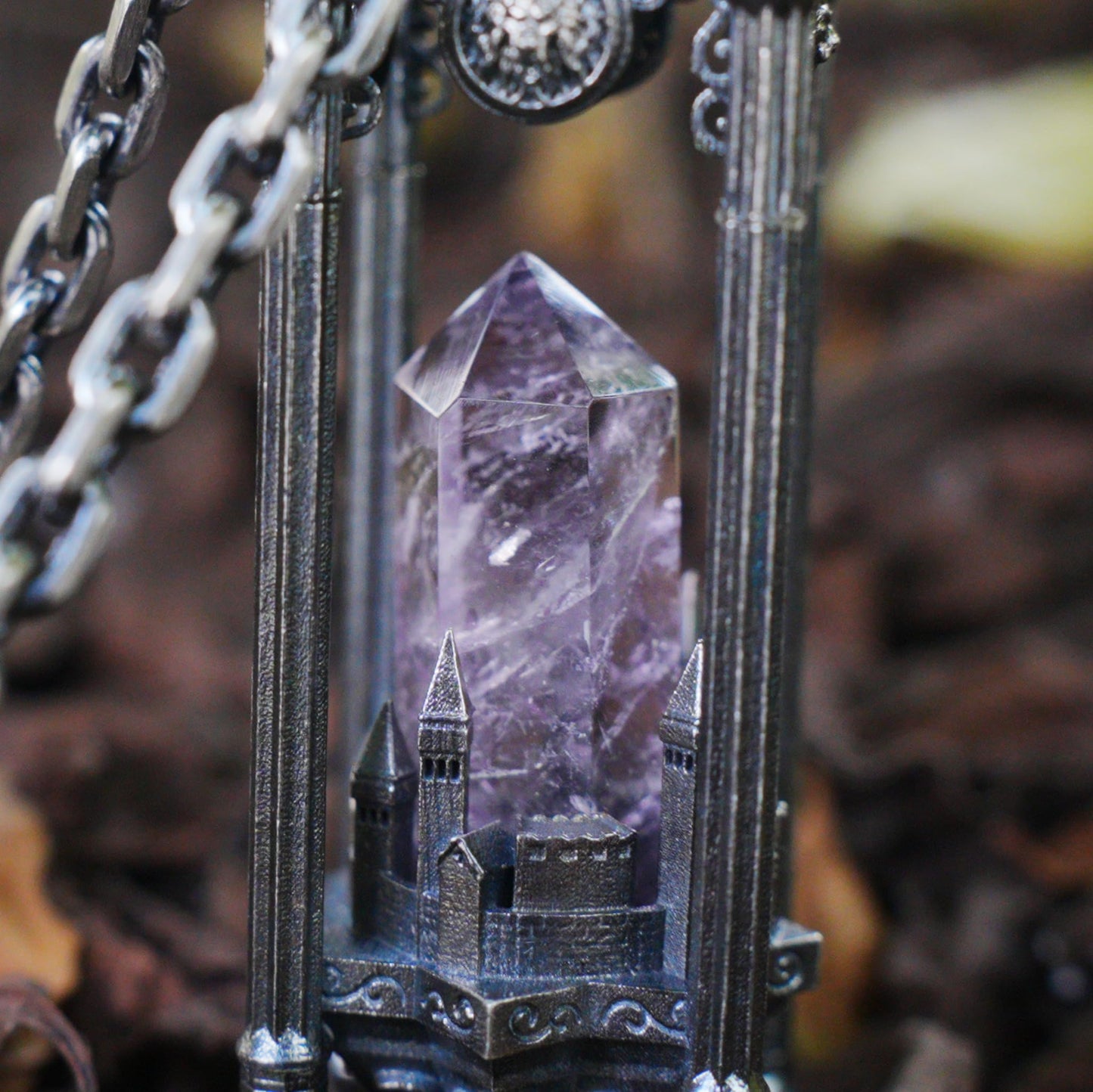 Architectural Amethyst Pendant | 925 Sterling Silver Gothic Necklace | Natural Crystal Jewelry | Symbol of Clarity & Focus | Gift for Her