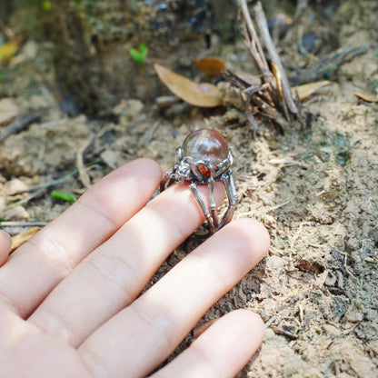 Gothic Spider Skull Ring, Handcrafted Dark Fantasy Jewelry, Occult Protection Charm for Witchcore Style
