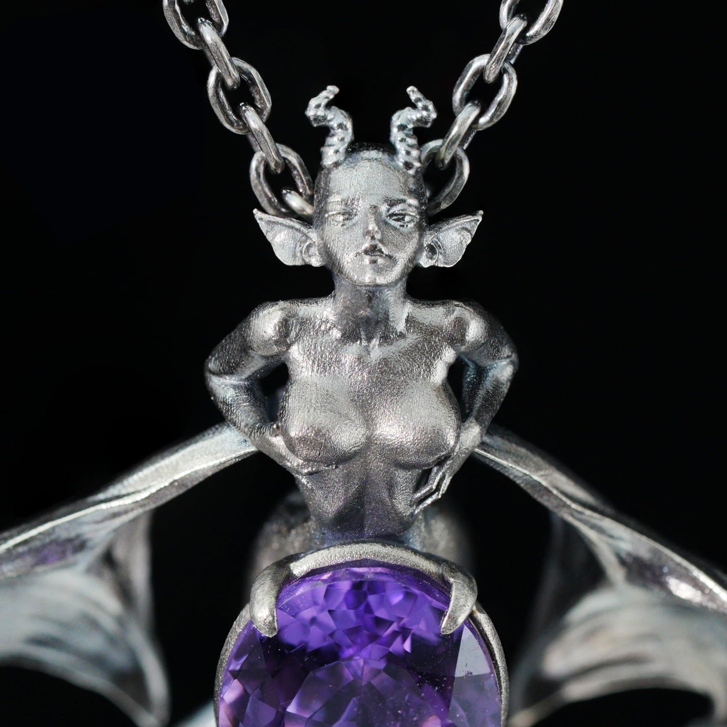 Handcrafted Silver Demon Wing Pendant Necklace | Mystical Banshee Jewelry Symbolizing Strength, Power & Mystery | Unique Gift for Her