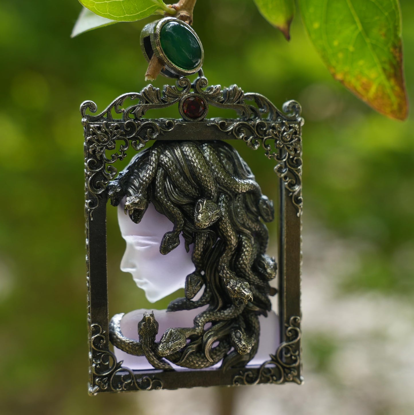 Handcrafted Medusa Pendant Necklace in 925 Silver | Amethyst Mirror & Serpent Hair | Gothic Greek Mythology Jewelry | Feminine Power Gift