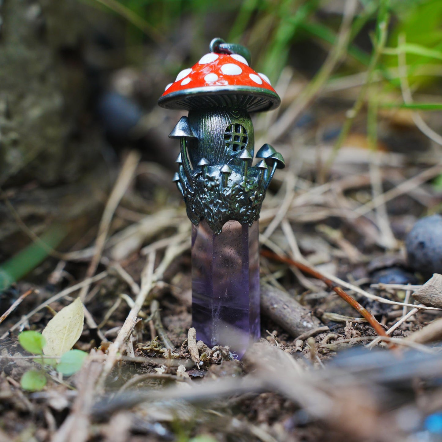 Fairy Tale Mushroom House Necklace Inspired by Childhood Dreams | Handmade Crystal Fairy Pendant Full of Memories & Imagination