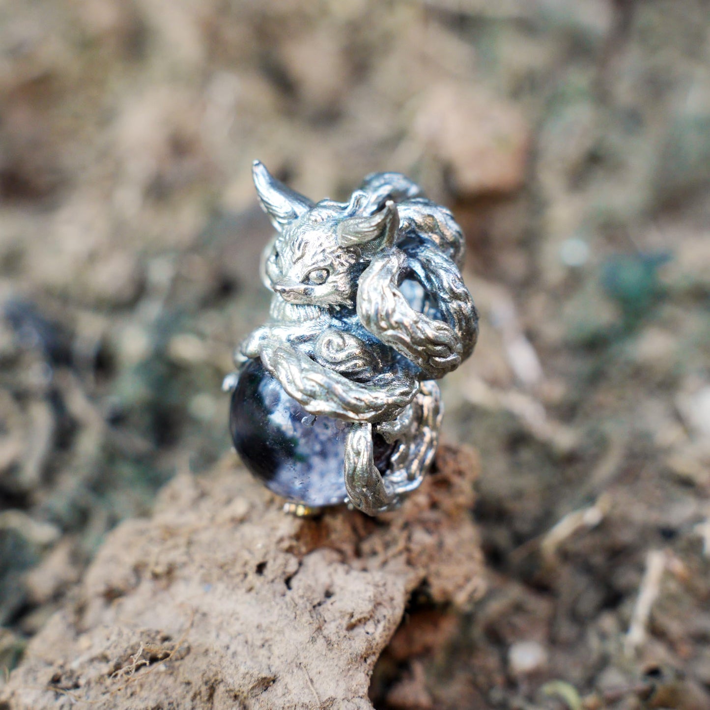 Fox Pendant with Phantom Quartz | Handcrafted Forest Spirit Amulet | Fantasy Totem Necklace for Intuition & Protection