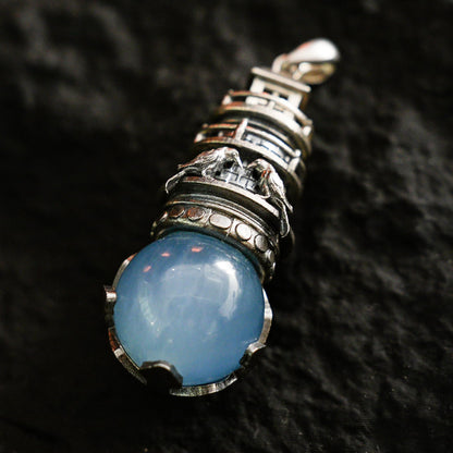 Lighthouse Aquamarine Pendant | 925 Sterling Silver Nautical Talisman | Handmade Pendant of Protection, Safe Return & Hope Gift for Ocean Lovers