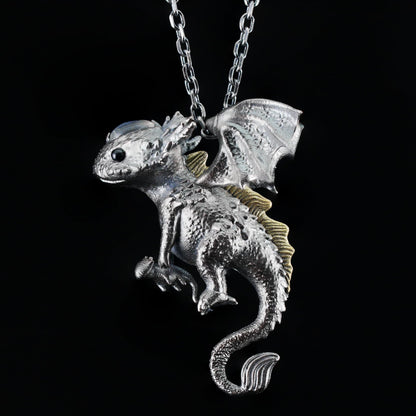 Mystic Little Dragon Guardian Pendant | 925 Silver Fantasy Necklace | Symbolic Handmade Protector Jewelry Gift