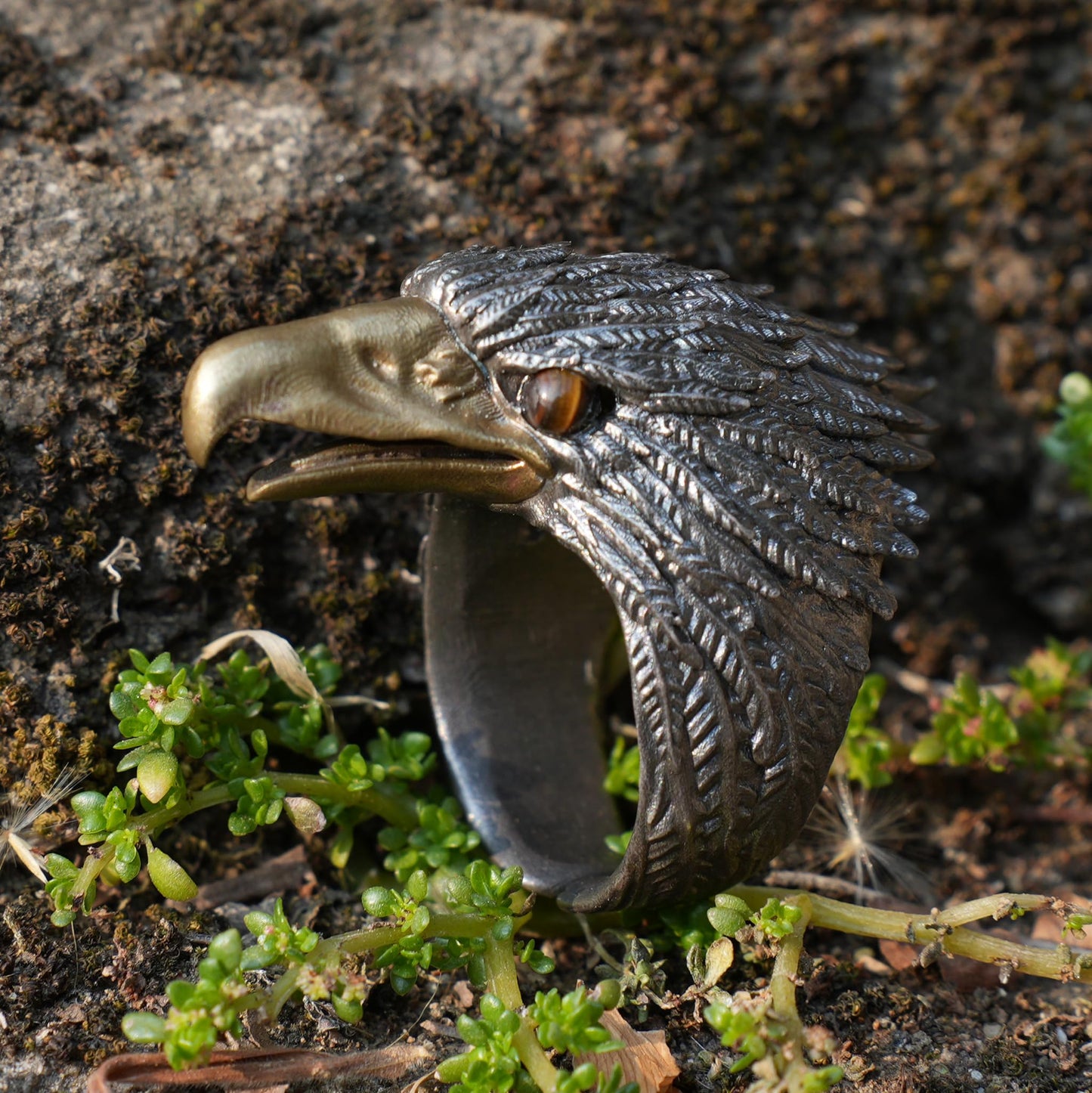 Eagle Ring in 925 Silver with Tiger’s Eye | Handcrafted Guardian Jewelry for Men