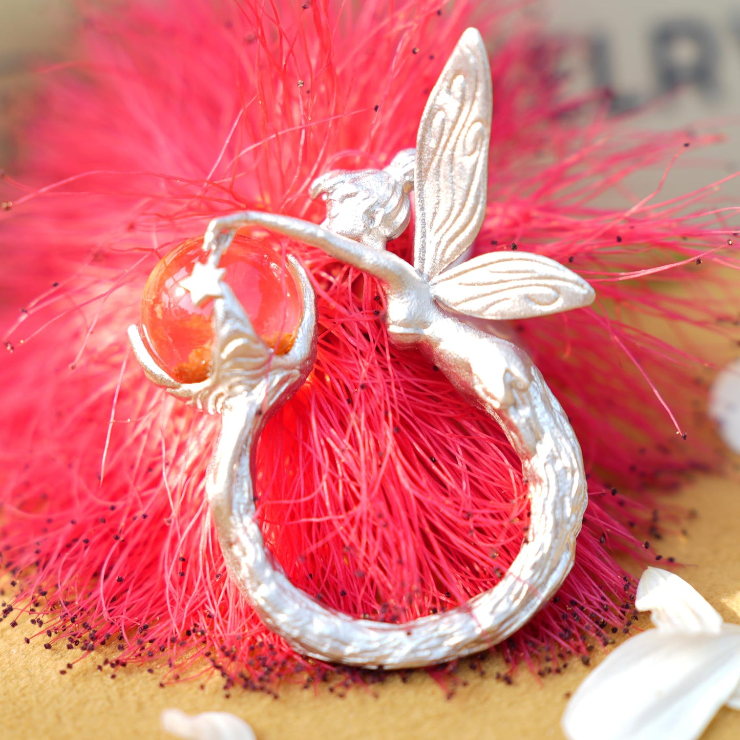 925 Sterling Silver Forest Elf Ring with Natural Phantom Quartz | Handcrafted Nature Fantasy Jewelry | Symbolic Ring for Nature Lovers