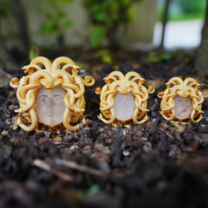 Medusa Pendant in 925 Silver | Handmade White Crystal Necklace | Mythical Statement Jewelry for Gothic & Art Lovers