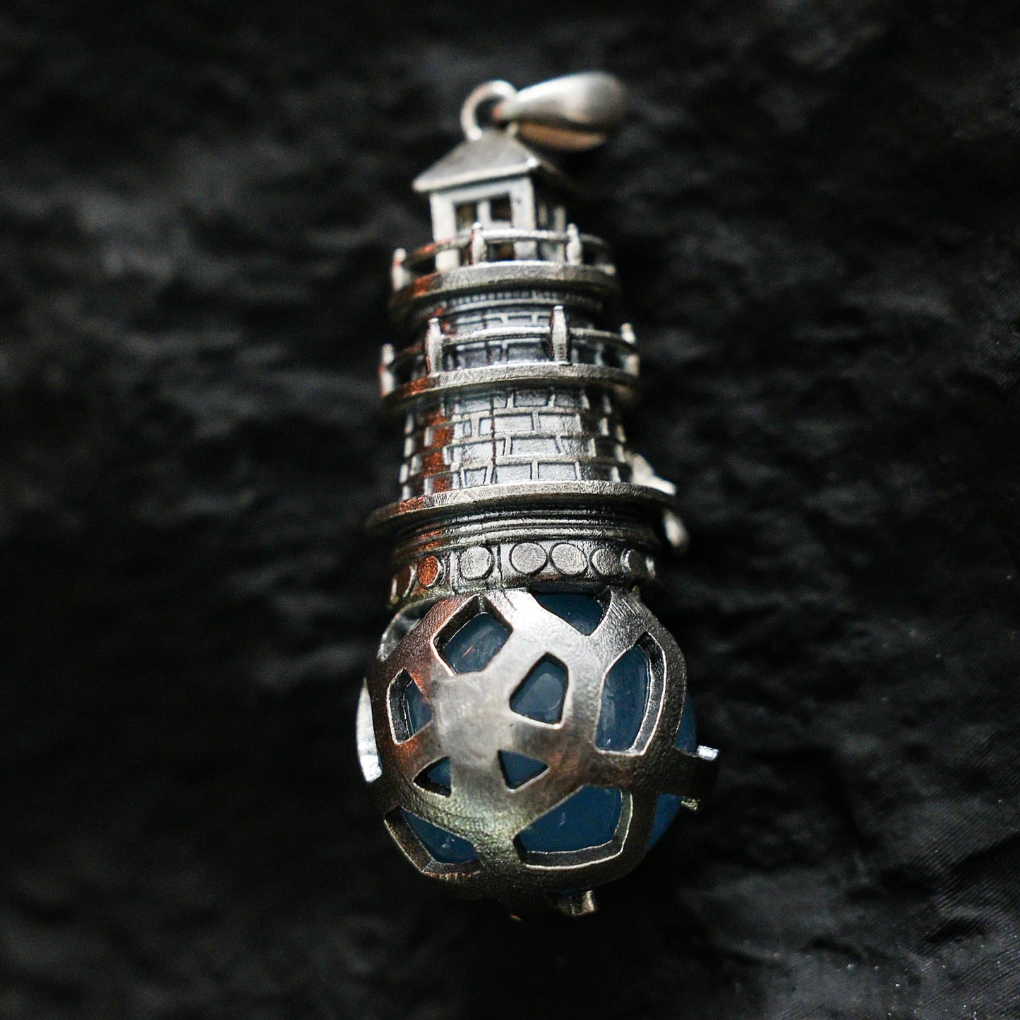 Lighthouse Aquamarine Pendant | 925 Sterling Silver Nautical Talisman | Handmade Pendant of Protection, Safe Return & Hope Gift for Ocean Lovers