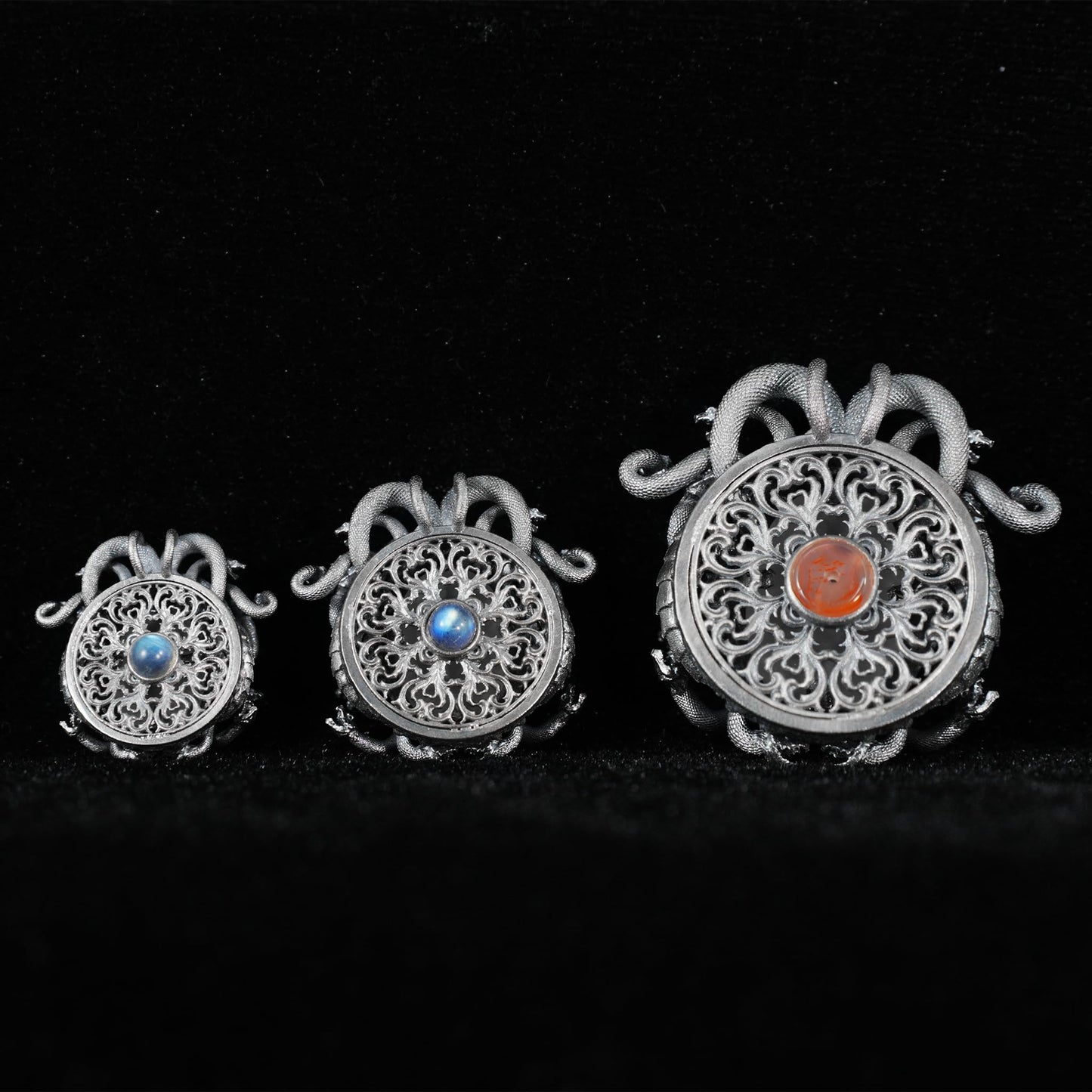 Medusa Pendant in 925 Silver | Handmade White Crystal Necklace | Mythical Statement Jewelry for Gothic & Art Lovers