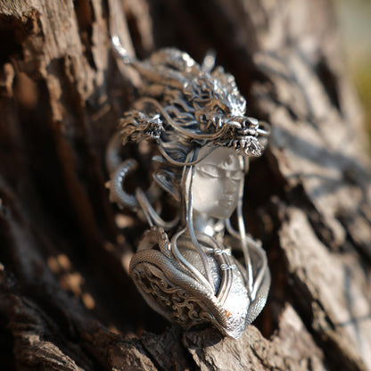 Eastern Dragon God Pendant | Handmade 925 Silver Fantasy Jewelry | Mythical Protector Amulet | Cultural Gift for Collectors & Enthusiasts