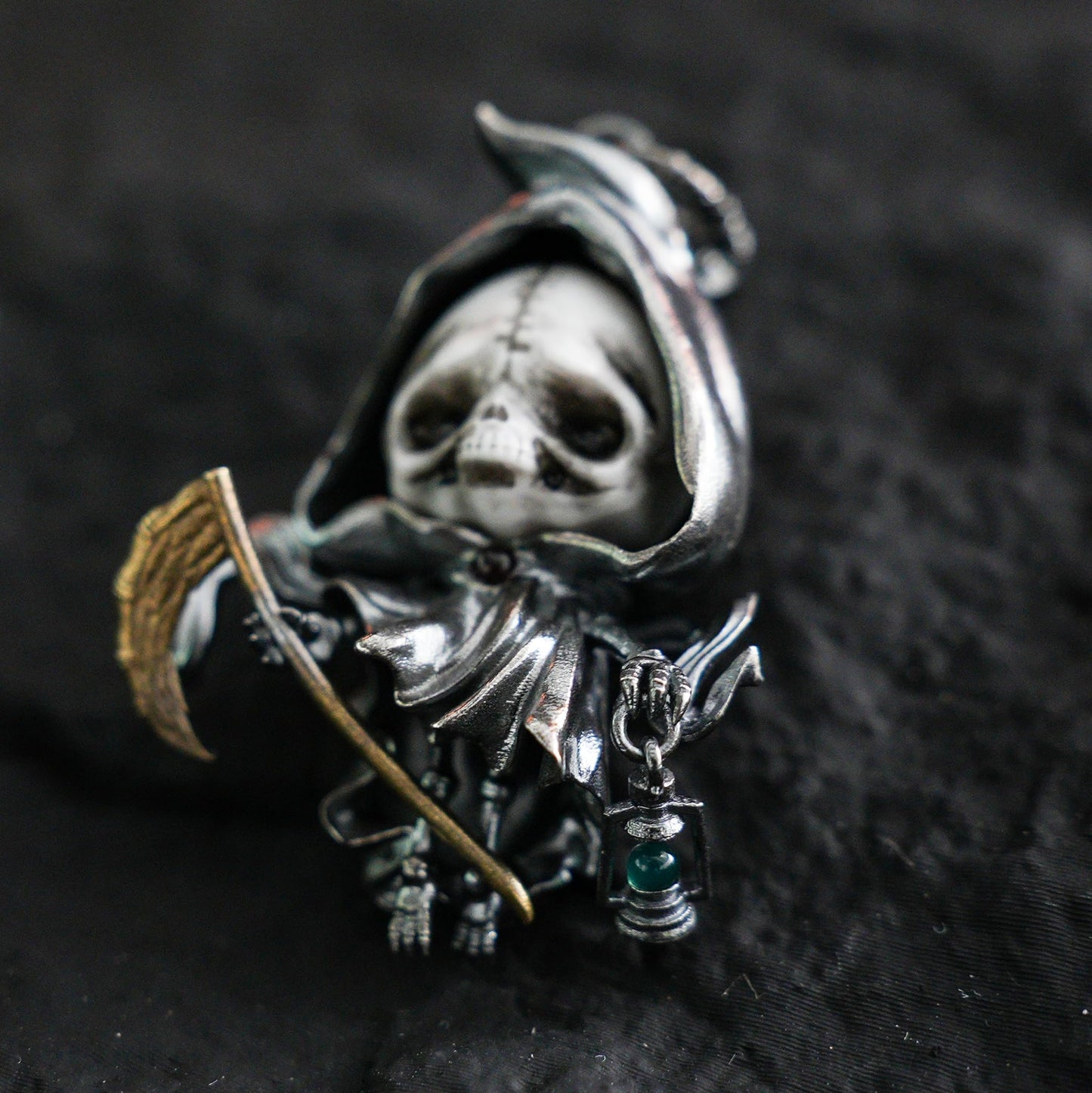 Grim Reaper Pendant | Handmade 925 Silver Skeleton Amulet | Gothic Death Charm | Fantasy Art Jewelry for Dark Aesthetics