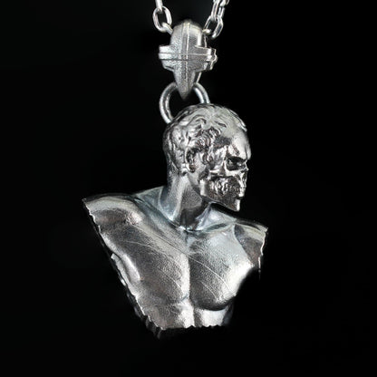 Heroic Courage Pendant, Silver Necklace, Handcrafted Mythological Design, Strength & Resilience Symbol