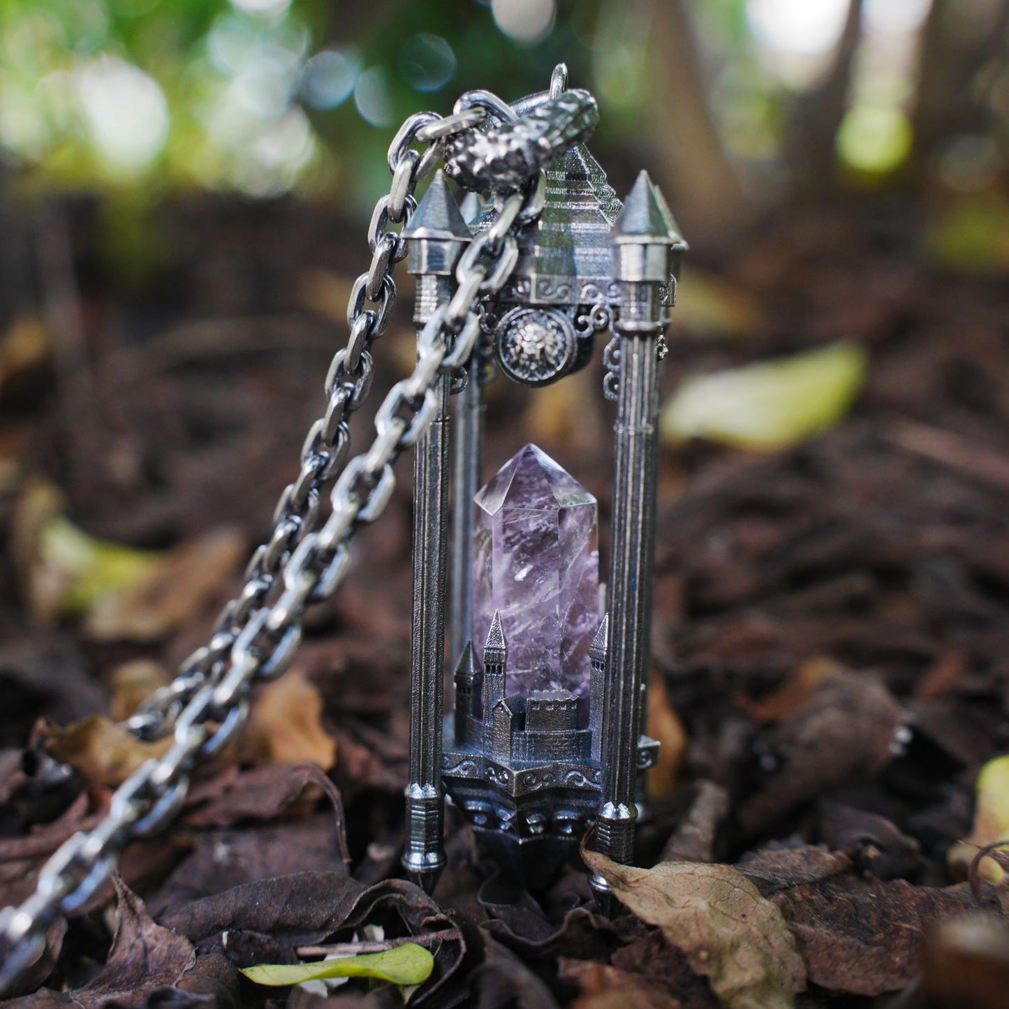 Architectural Amethyst Pendant | 925 Sterling Silver Gothic Necklace | Natural Crystal Jewelry | Symbol of Clarity & Focus | Gift for Her