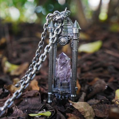 Architectural Amethyst Pendant | 925 Sterling Silver Gothic Necklace | Natural Crystal Jewelry | Symbol of Clarity & Focus | Gift for Her