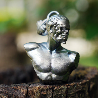 Heroic Courage Pendant, Silver Necklace, Handcrafted Mythological Design, Strength & Resilience Symbol