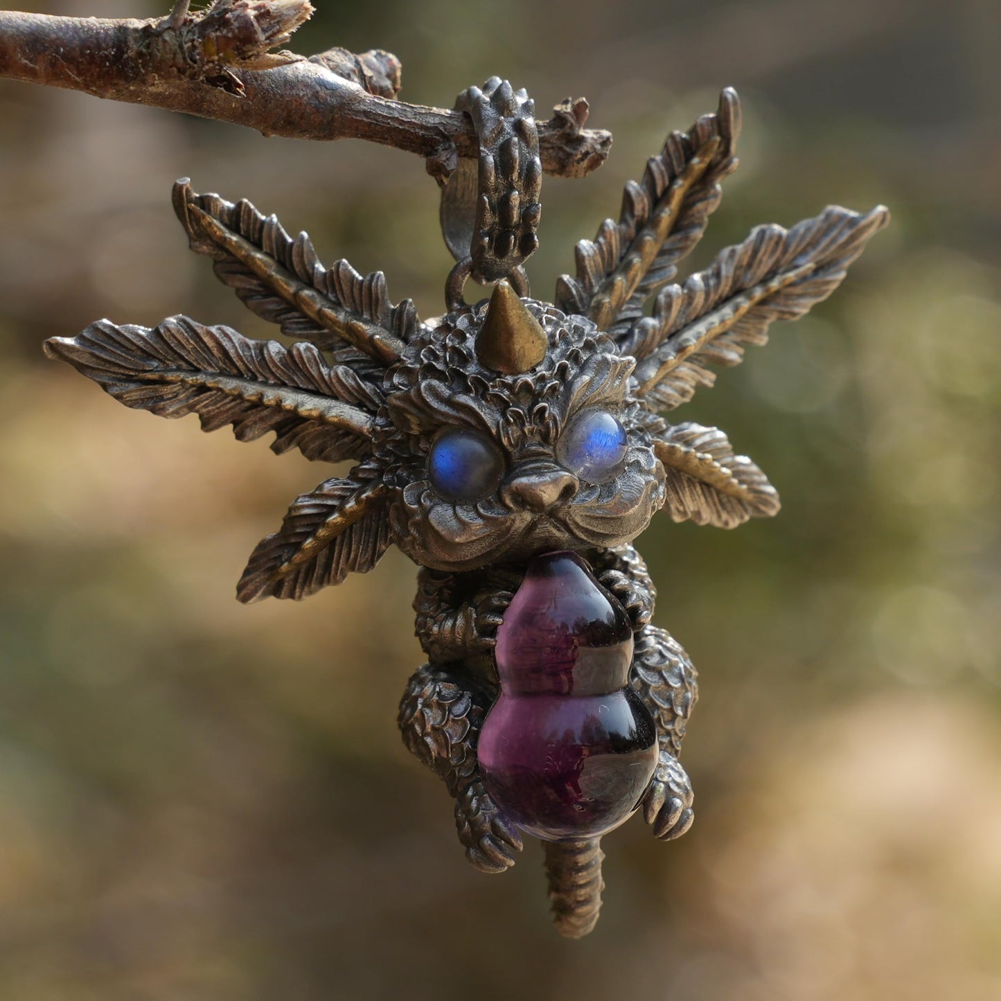 Dream Dragon Pendant | Handmade 925 Silver Amulet with Labradorite & Amethyst | Spirit Guardian Jewelry for Dreamers | Mystic Fantasy Gift