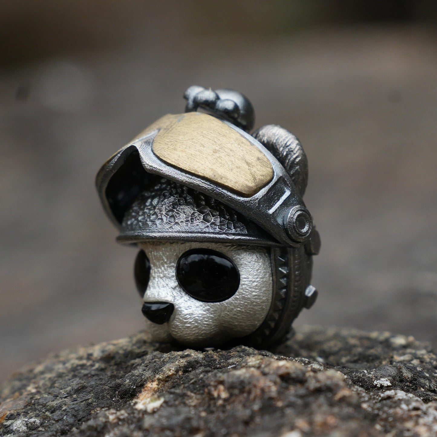 Armored Adventure Panda Pendant | 925 Silver & Brass Jewelry | Movable Sunglasses Design | Whimsical Guardian Amulet for Adventure Lovers