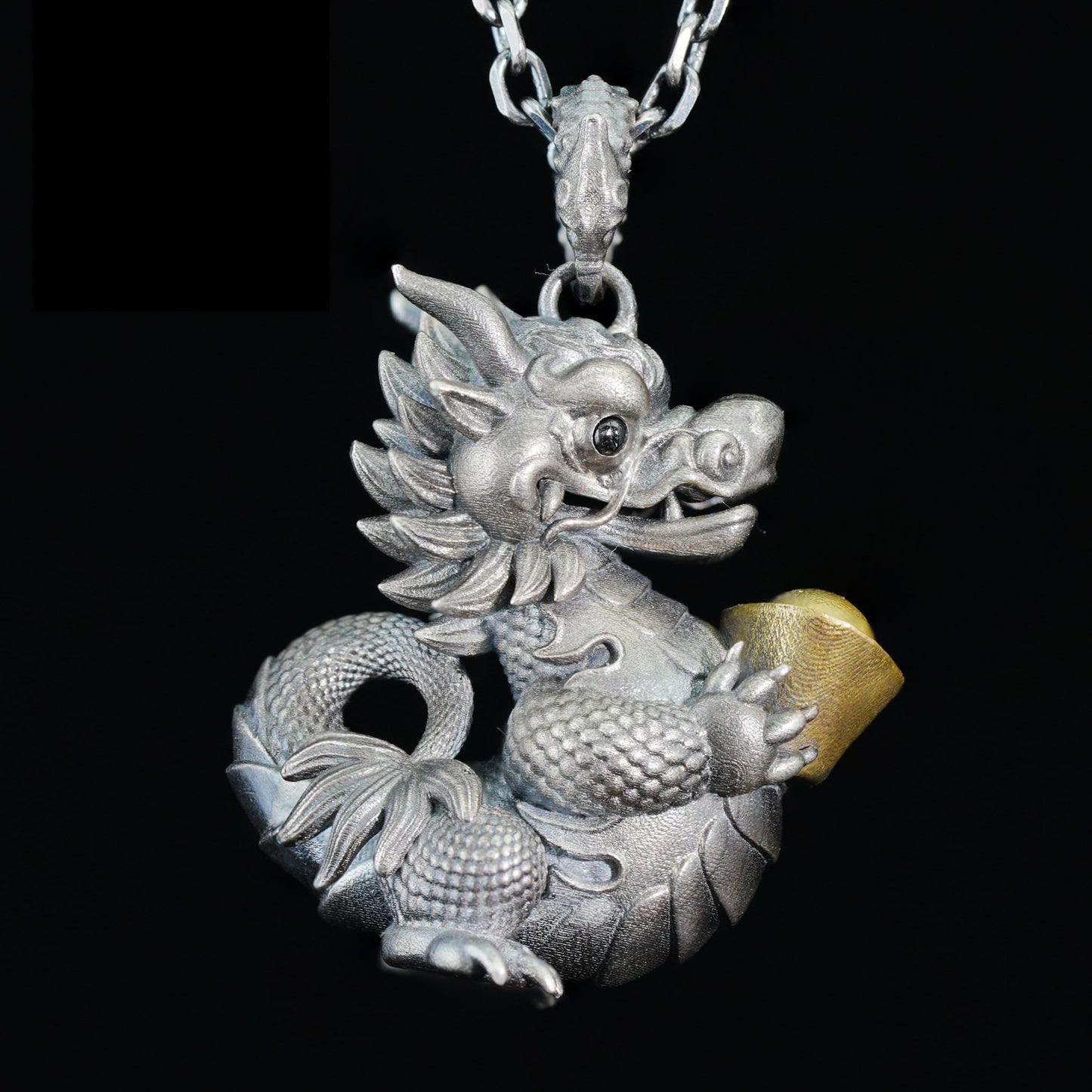 Lucky Dragon Pendant in 925 Silver & Brass | Handcrafted Feng Shui Amulet for Wealth, Protection & Good Fortune | Oriental Charm Jewelry