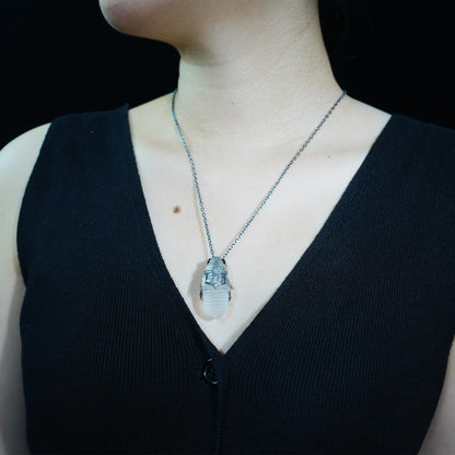 Cicada Necklace | 925 Sterling Silver & Crystal Pendant | Handmade Insect Jewelry Symbolizing Rebirth & Clarity | Nature-Inspired Gift