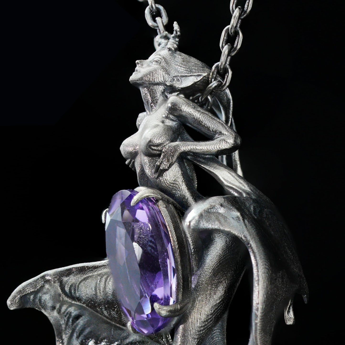 Handcrafted Silver Demon Wing Pendant Necklace | Mystical Banshee Jewelry Symbolizing Strength, Power & Mystery | Unique Gift for Her