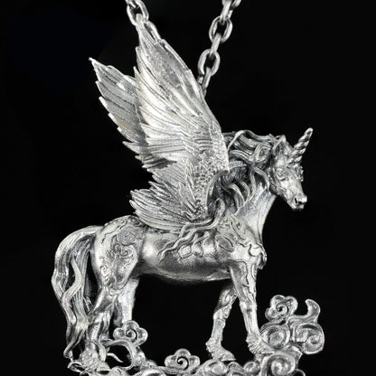 Hand-Carved Pegasus Unicorn Necklace | Symbol of Freedom, Purity & Blessing | Spiritual Gift for Magic Zodiac Believers