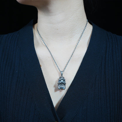 925 Sterling Silver Hamster Pendant with Freshwater Pearl | Handmade Animal Totem Necklace | Whimsical Fairy Tale Jewelry Gift