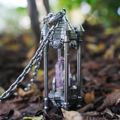 Architectural Amethyst Pendant | 925 Sterling Silver Gothic Necklace | Natural Crystal Jewelry | Symbol of Clarity & Focus | Gift for Her