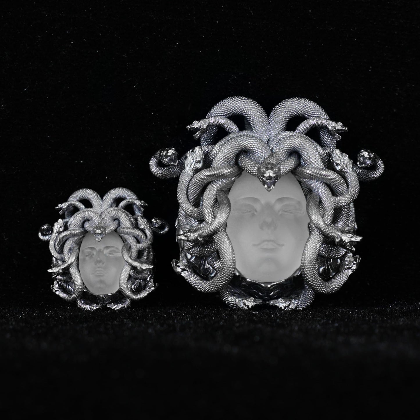 Medusa Pendant in 925 Silver | Handmade White Crystal Necklace | Mythical Statement Jewelry for Gothic & Art Lovers