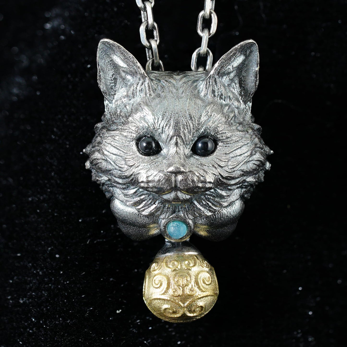 925 Silver Mystic Cat Pendant with Bell | Handmade Spirit Animal Necklace | Emotional Protection Amulet Jewelry Gift