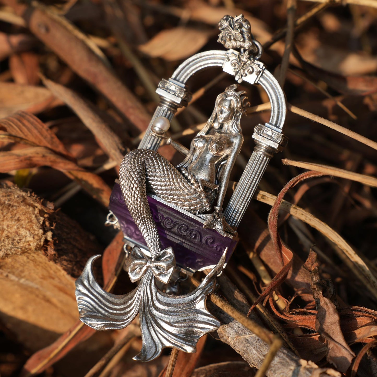 Amethyst Mermaid Pendant | Handcrafted 925 Sterling Silver Ocean Goddess Necklace | Fantasy Sea Jewelry Gift for Her, Unique Mythical Art