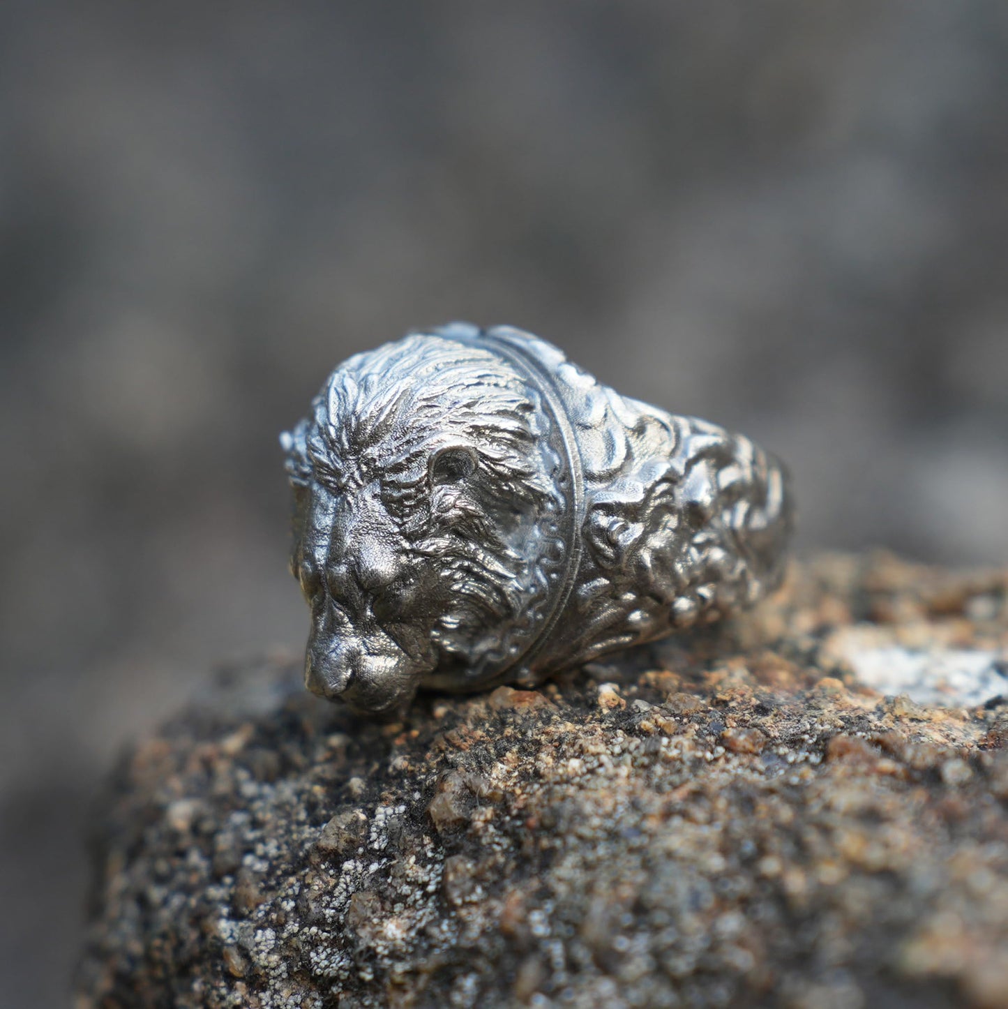 925 Sterling Silver Lion Head Ring | Handcrafted Vintage Lion Jewelry for Men | Symbol of Strength & Courage