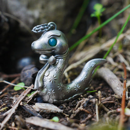 925 Sterling Silver Snake Pendant with Green Chalcedony | Handcrafted Fantasy Totem Amulet | Emotional Guardian Jewelry Gift