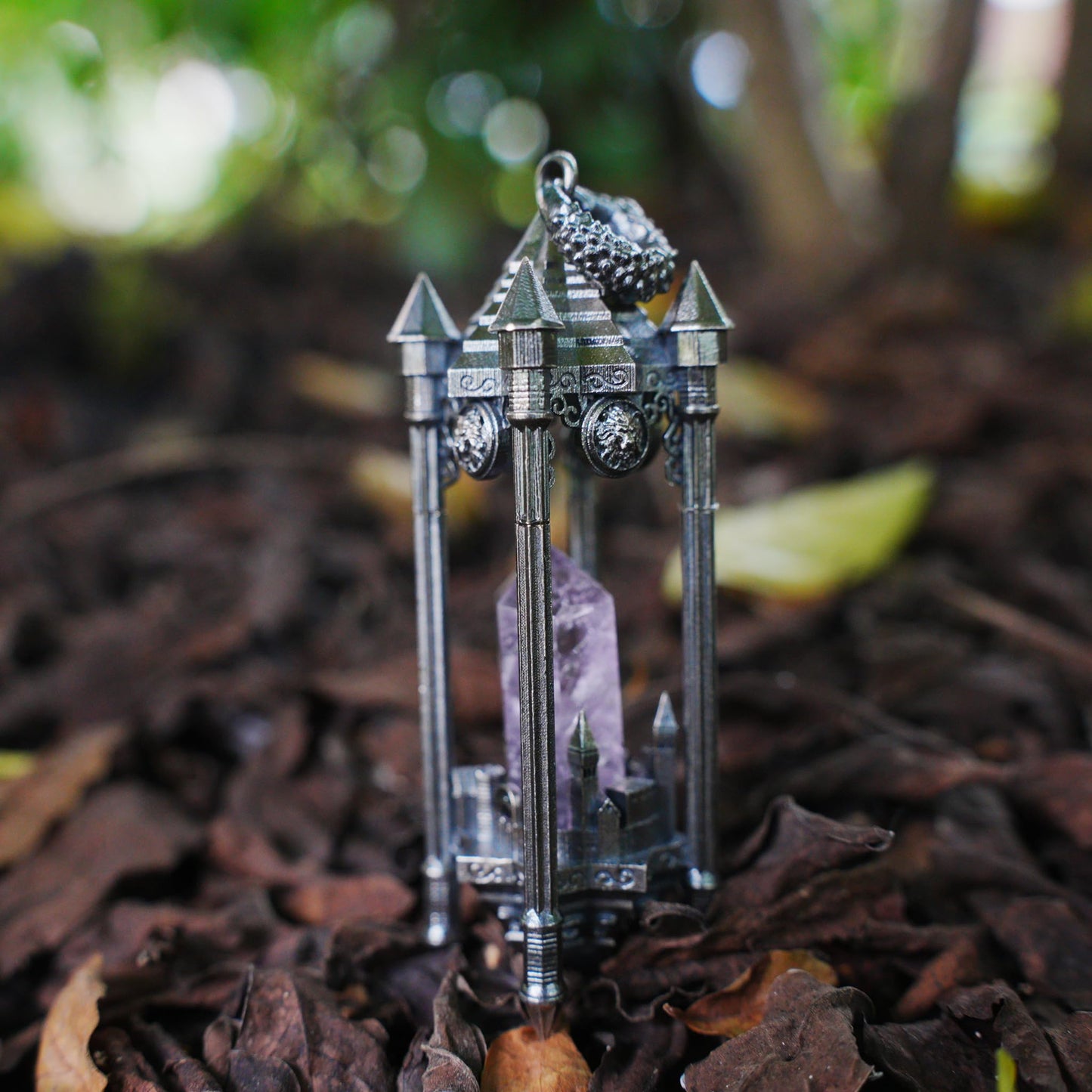 Architectural Amethyst Pendant | 925 Sterling Silver Gothic Necklace | Natural Crystal Jewelry | Symbol of Clarity & Focus | Gift for Her