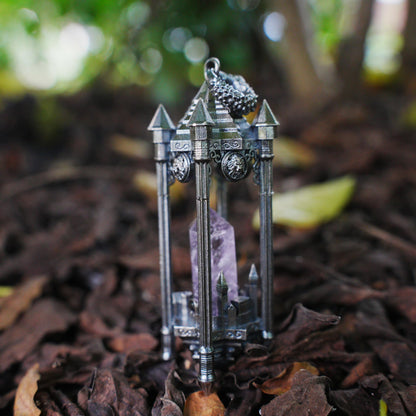 Architectural Amethyst Pendant | 925 Sterling Silver Gothic Necklace | Natural Crystal Jewelry | Symbol of Clarity & Focus | Gift for Her