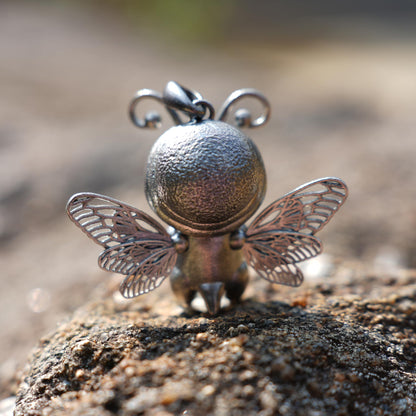 Wayfinder Bee Spirit Pendant in 925 Sterling Silver with Larimar & Labradorite | Greek Oracle Totem Amulet for Intuition & Insight | Spiritual Jewelry Gift